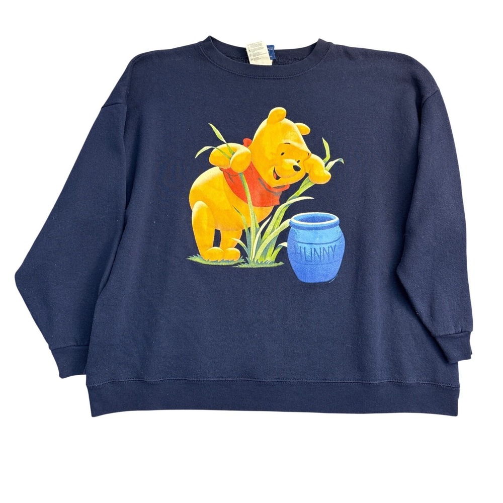 Vintage Disney Winnie the Pooh Navy Blue Graphic Sweatshirt L/XL Made in USA